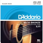 다다리오 통기타 스트링 EJ11 Acoustic 80/20 Bronze, Light Set, 12-53