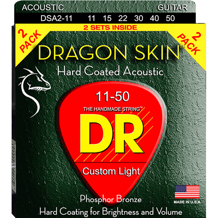DR Dragonskin K3 Coated 초박막 코팅 / 핸드메이드 통기타줄 드래곤스킨 DSA2-11 (011-050) 2SET 스페셜팩/DR 통기타 스트링