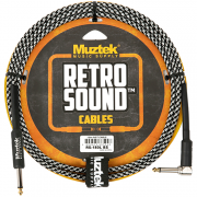 Muztek -Retro Sound Cable Black Silver / 뮤즈텍 레트로 사운드 기타 베이스 케이블 한쪽 ㄱ자형 블랙 실버(RS-180L BS)