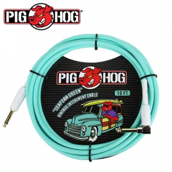 PIG HOG PCH10SGR|피그호그 3m 기타케이블 / 베이스케이블 / 악기케이블(한쪽 ㄱ자)-시폼 그린