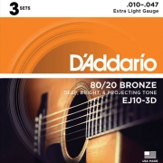 다다리오 어쿠스틱 기타 스트링 - Daddario EJ10-3D ACOUSTIC GUITAR STRING FRETTED (3PACK)