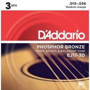 다다리오 어쿠스틱 기타 스트링 - Daddario EJ17-3D ACOUSTIC GUITAR STRING FRETTED (3PACK)