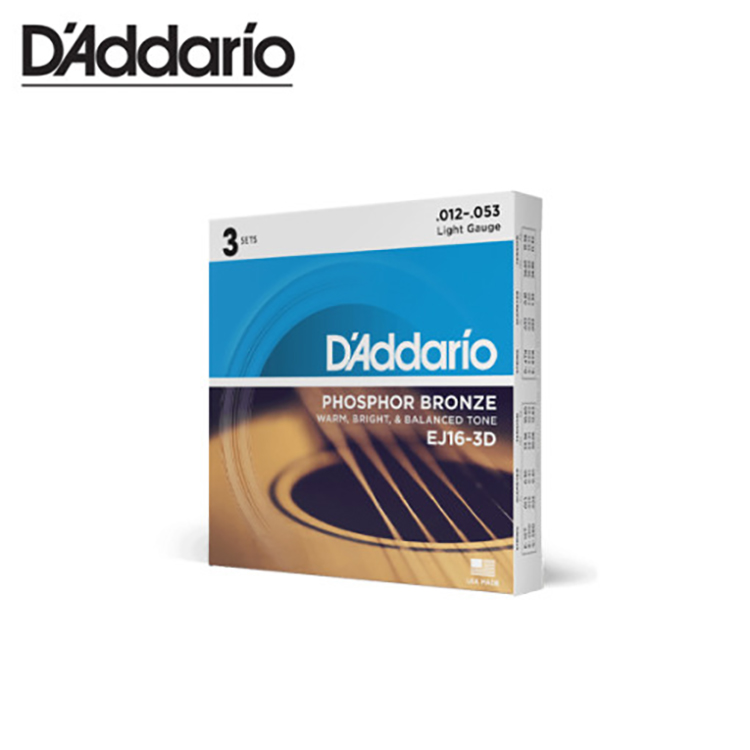 다다리오 어쿠스틱 기타 스트링 - Daddario EJ16-3D ACOUSTIC GUITAR STRING FRETTED (3PACK)