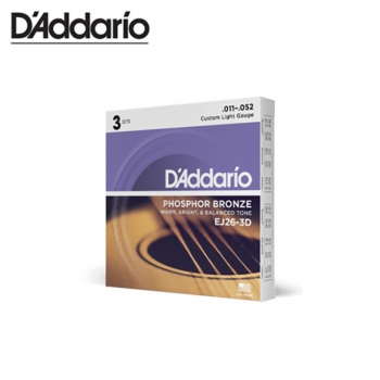 다다리오 어쿠스틱 기타 스트링 - Daddario EJ26-3D ACOUSTIC GUITAR STRING FRETTED (3PACK)