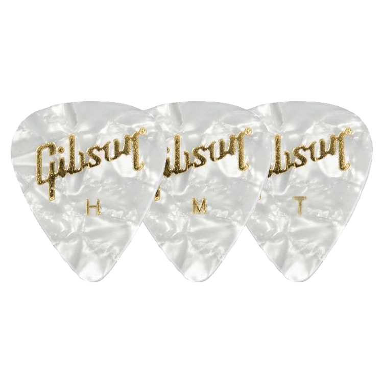 Gibson Pearloid White Picks, 12 Pac I 깁슨 펄로이드 화이트 기타 피크 12개 (Heavy, Medium, thin)