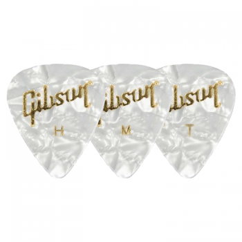 Gibson Pearloid White Picks, 12 Pac I 깁슨 펄로이드 화이트 기타 피크 12개 (Heavy, Medium, thin)